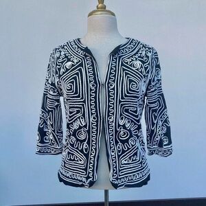 Vintage 90s/Y2k artsy line-work appliqué jacket
